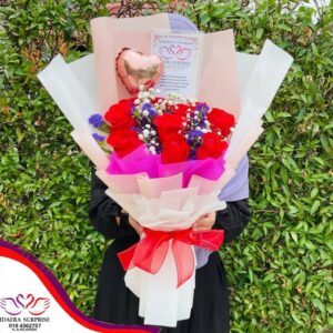 (A3) 10 Stalks Roses bouquet With Free balloon